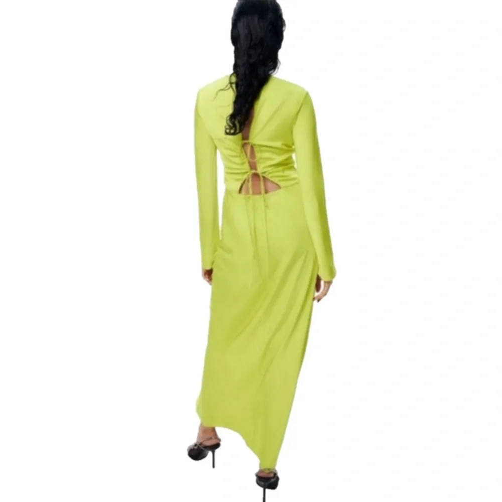 Zara Satin Effect Long Sleeve Maxi Dress